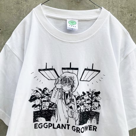 ナス栽培Tシャツ ホワイト（Eggplant Grower T-Shirt White）