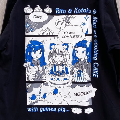 モルケーキ ロンT ブラック（Guinea pig cake long sleeve T-shirt Black）