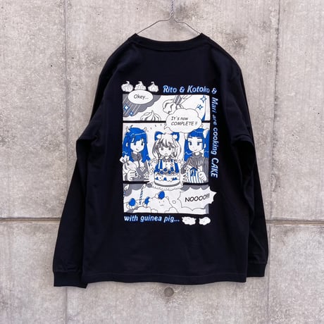 モルケーキ ロンT ブラック（Guinea pig cake long sleeve T-shirt Black）