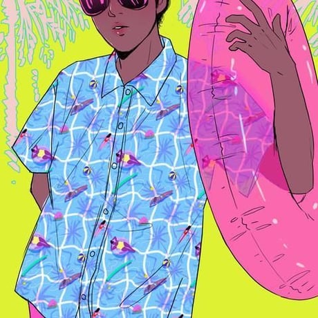 【宇宙サマー】POOL DREAMS HAWAIIAN SHIRT BY SHIRLEY CHAN