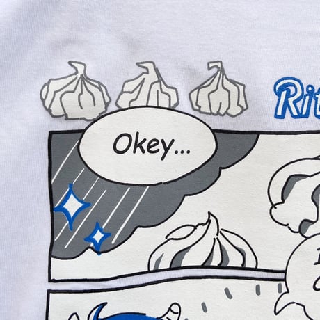 モルケーキ ロンT ホワイト（Guinea pig cake long sleeve T-shirt White）