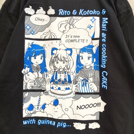 モルケーキ BIGシルエットTシャツ ブラック（Guinea Pig Cake Over Size T-Shirt Black）