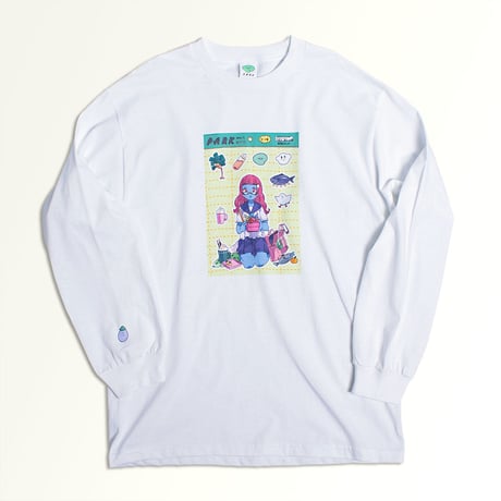 【東京ガンボ】おもしろシール風 晴子ロンTee　ホワイト