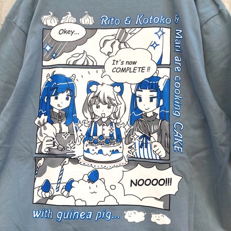 モルケーキ BIGシルエットTシャツ セメントブルー（Guinea Pig Cake Over Size T-Shirt Cement Blue）