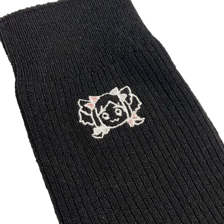 原宿バーチャルパーク　猫吹ケムリ×PARK  刺繍ソックス ブラック