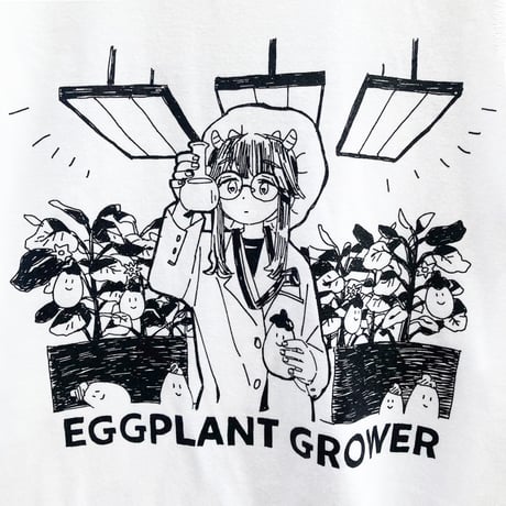 ナス栽培Tシャツ ホワイト（Eggplant Grower T-Shirt White）
