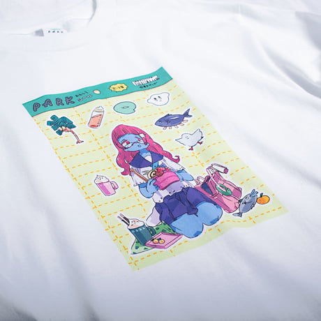 【東京ガンボ】おもしろシール風 晴子ロンTee　ホワイト