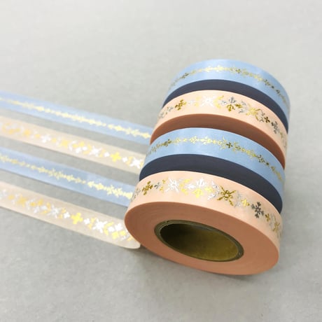 【 32セット限定 】 花形装飾活字 箔押しマスキングテープ 『 HAZAI 』 Type-003+004