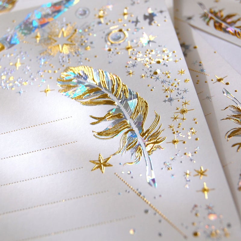 箔便箋＋箔封筒 レターセット 『 白夜飛行 - 光輝燦爛 - 』 | コスモ