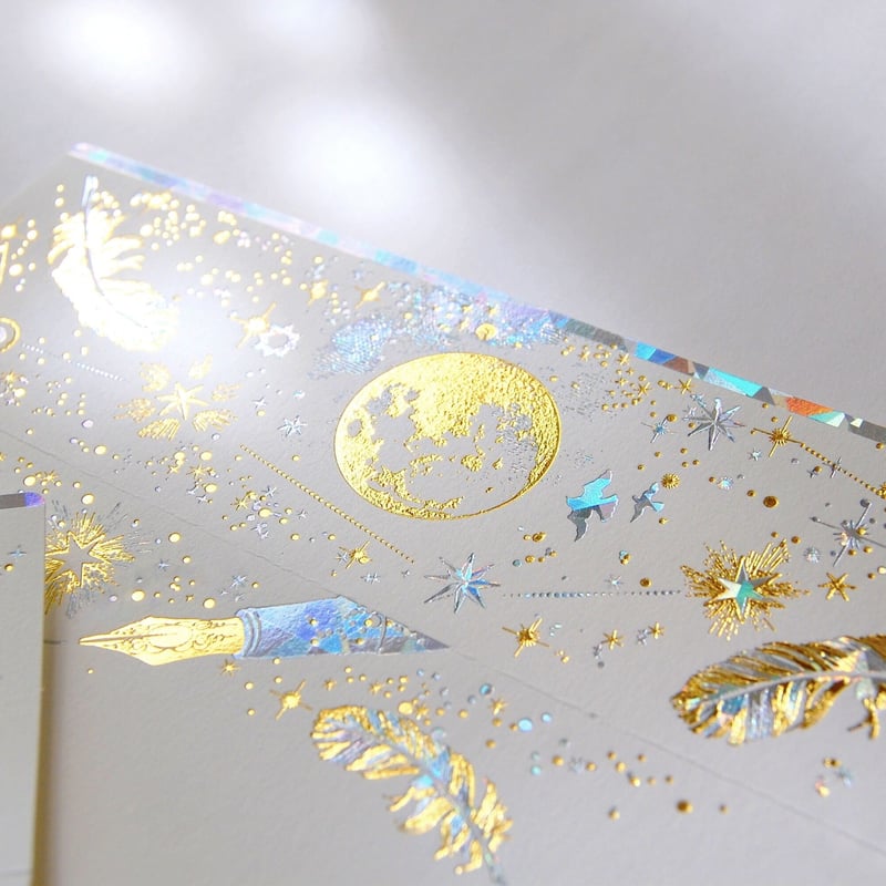 箔便箋＋箔封筒 レターセット 『 白夜飛行 - 光輝燦爛 - 』 | コスモ