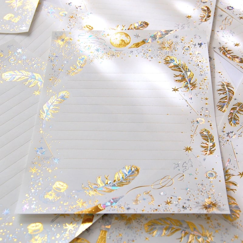 箔便箋＋箔封筒 レターセット 『 白夜飛行 - 光輝燦爛 - 』 | コスモ