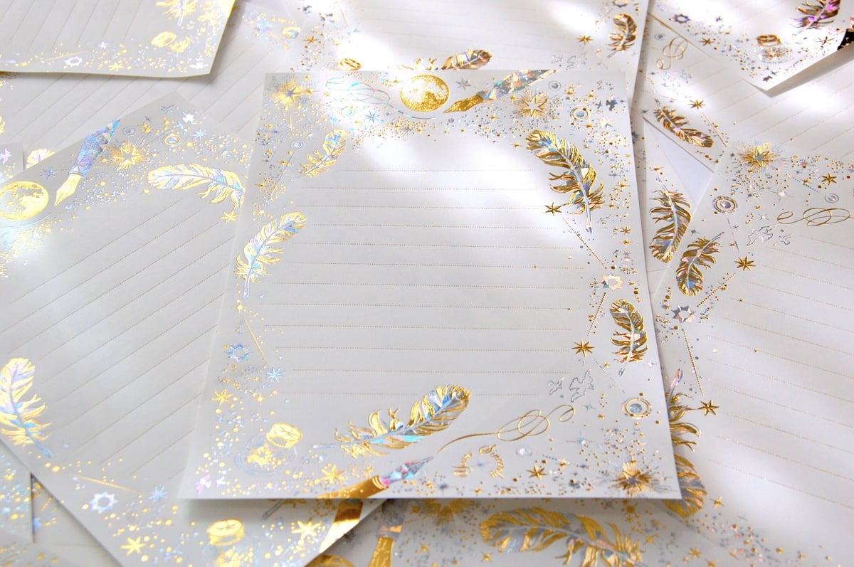 箔便箋＋箔封筒 レターセット 『 白夜飛行 - 光輝燦爛 - 』 | コスモ