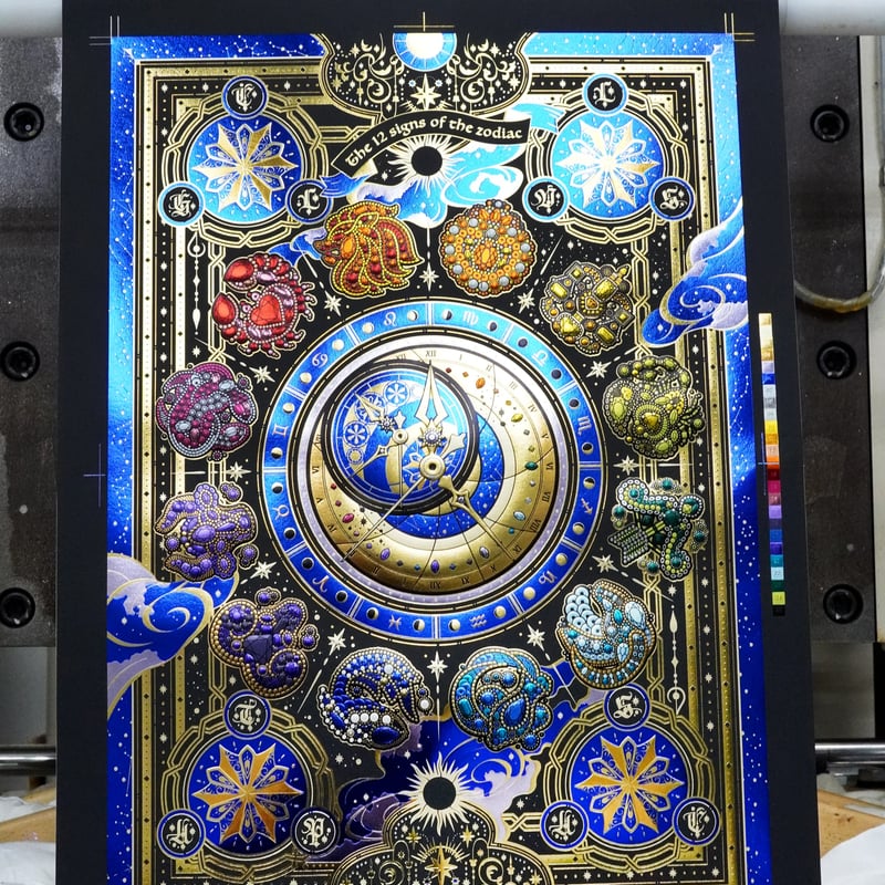 原画　値下げ交渉あり。超美品！金箔　美人画　箔押し　アクリル画 受注生産品 】 大箔力の技術 『 25色箔押し立体ポスター