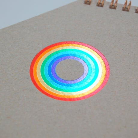 箔押し7色押し 『 虹 』 正方形ななめリングノート