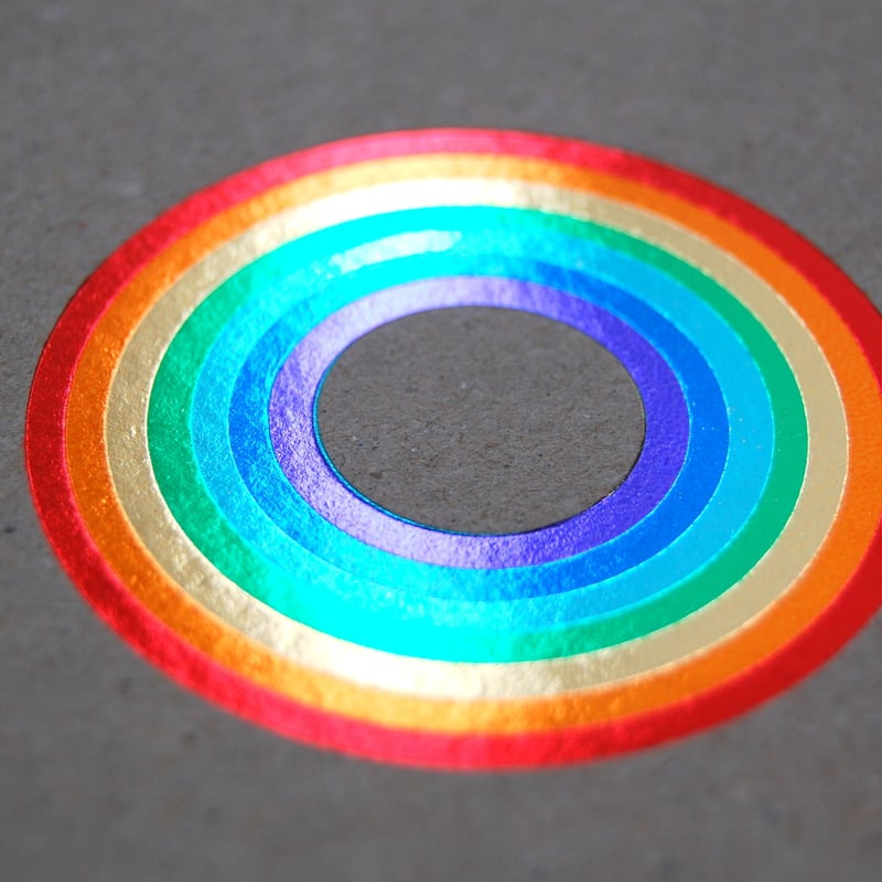 箔押し7色押し 『 虹 』 正方形ななめリングノート | コスモテック