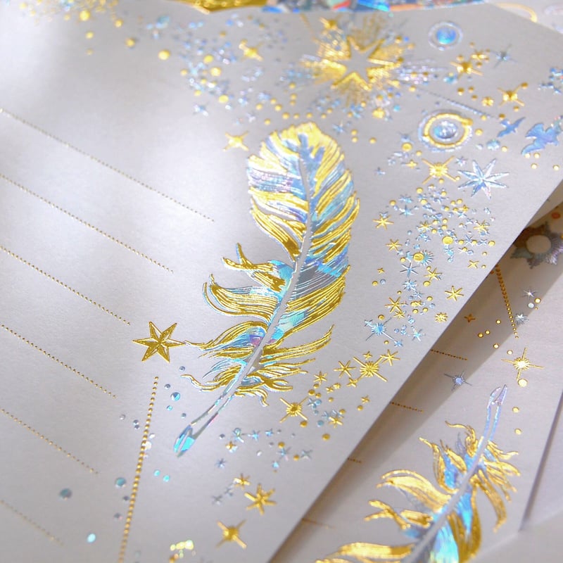 箔便箋＋箔封筒 レターセット 『 白夜飛行 - 光輝燦爛 - 』 | コスモ