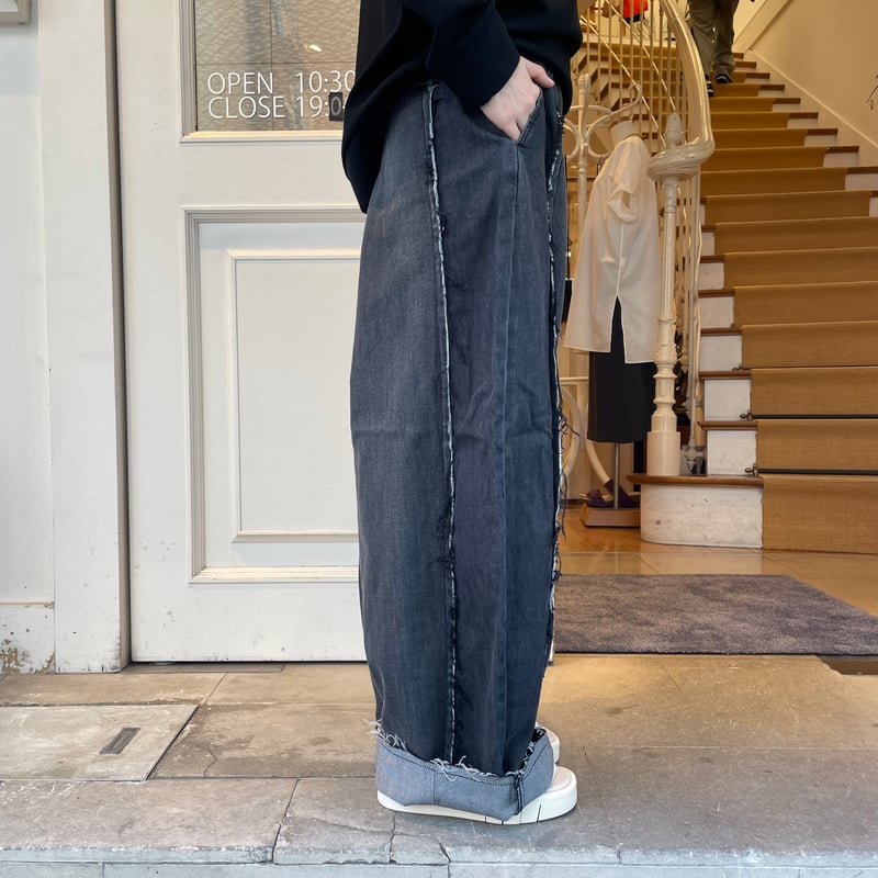 VERSEAU / ヴェルソー ライトオンスフリンジコクーンデニム インディゴ ヴェルソー VERSEAU ライトオンスフリンジコクーンデニム