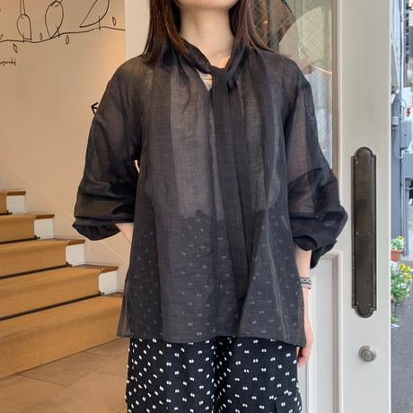 De bon coer シアーリネンボウタイブラウス
