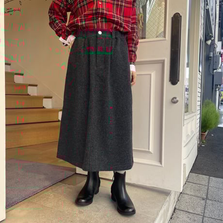 HUIS.x尾州 縮絨ウールフランネルプレーンスカート | OUI FOYER