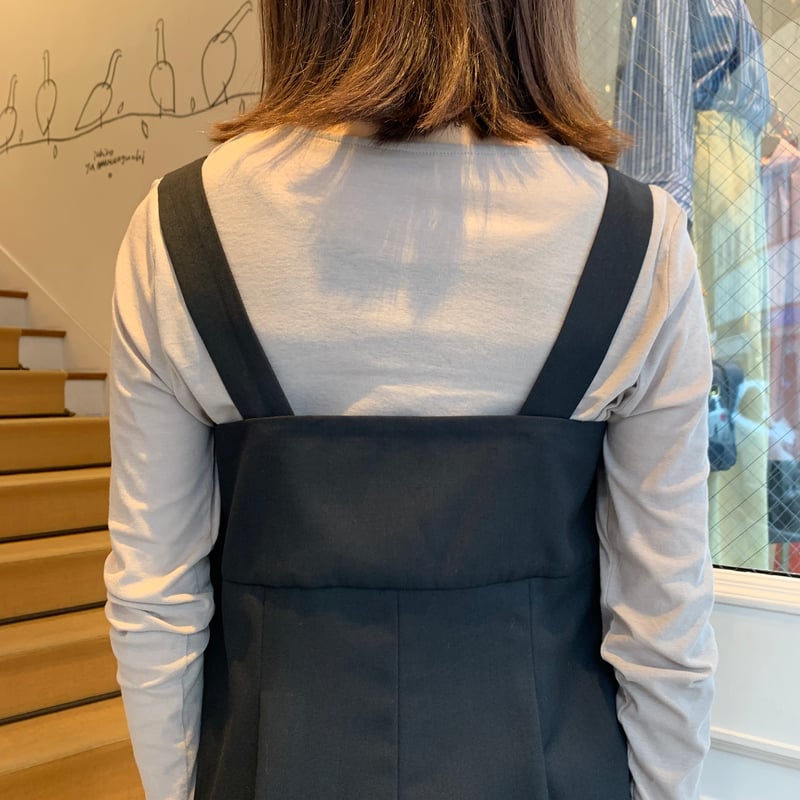 roughlow verseau ハイウエストワイドサロペット ブラック roughlow verseau ハイウエストワイドサロペット ブラック