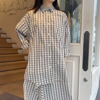 VERSEAU チェックサイドギャザーシャツ