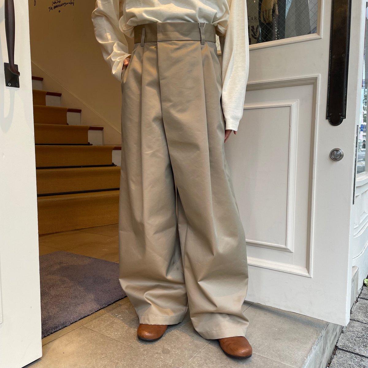 U PHORICA シャンブレーギャバワイドパンツsize1 U PHORICA シャンブレーギャバワイドパンツ | OUI FOYER