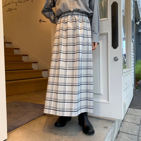 Manna フランネルタータンチェックギャザースカート