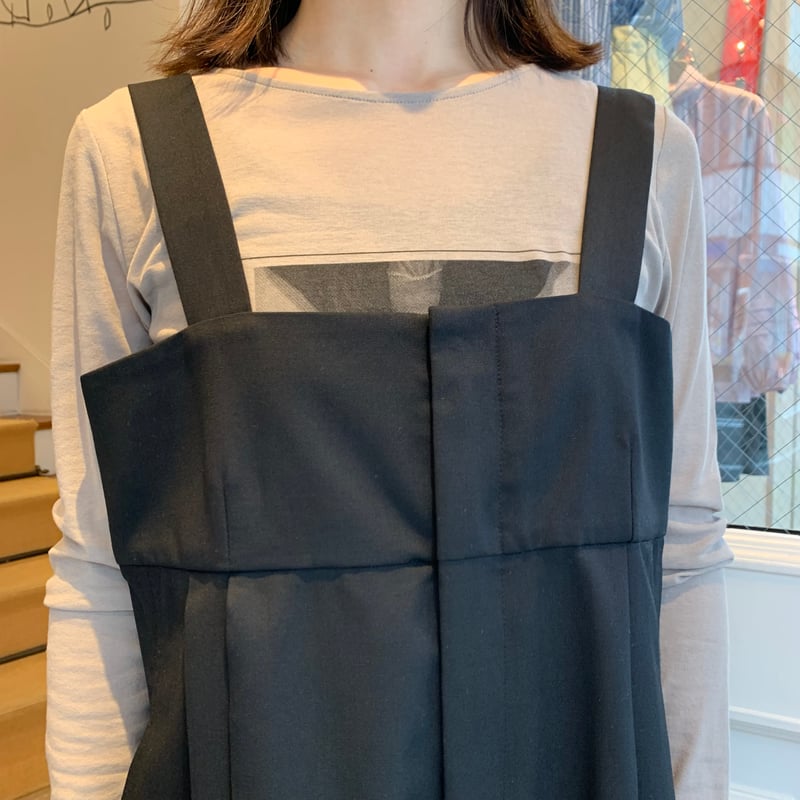 roughlow verseau ハイウエストワイドサロペット ブラック roughlow verseau ハイウエストワイドサロペット ブラック