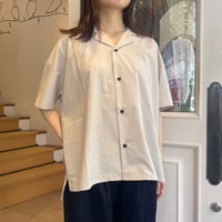 HUIS.オーガニックコットンオープンカラー半袖オーバーシャツ