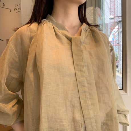 De bon coer シアーリネンボウタイブラウス