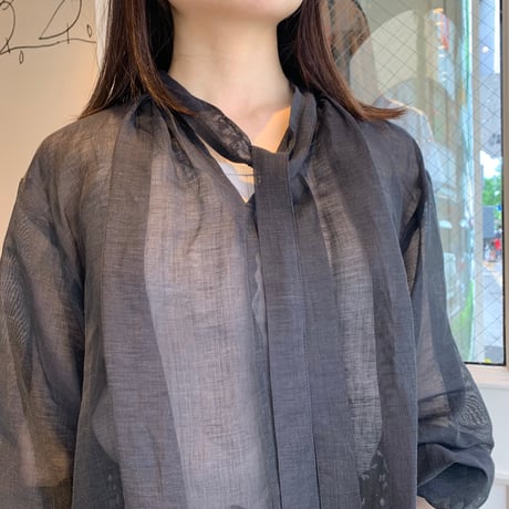 De bon coer シアーリネンボウタイブラウス