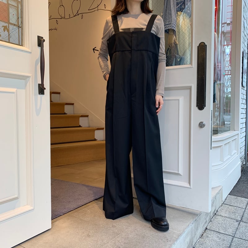 roughlow verseau ハイウエストワイドサロペット ブラック roughlow verseau ハイウエストワイドサロペット ブラック