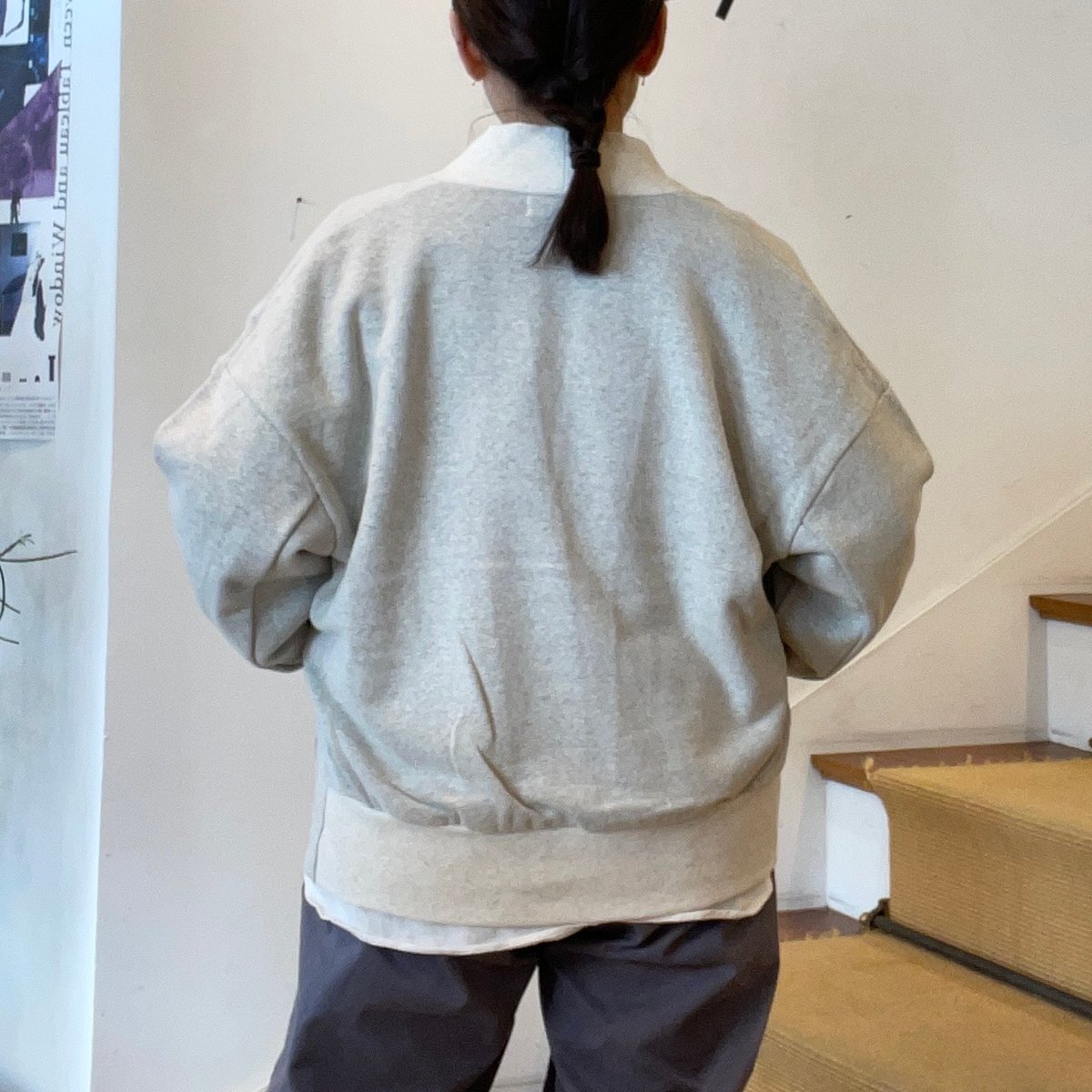 美品 HUIS. in house スウェット カーディガン 黒 huis HUIS in house］SUVINスウェットロングカーディガン（ダークグレー