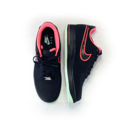 NIKE AIR FORCE 1 '07 BLACK/BLACK-LASER CRIMSON-ARCTIC GREEN