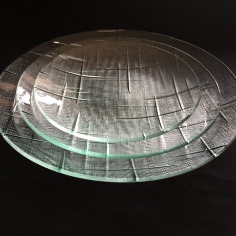 昭和型ガラス「かすり」　皿　円形　大（Φ180mm）