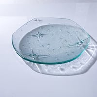 昭和型板ガラス「銀河」　4mm厚　六角丸　大（Φ180mm）