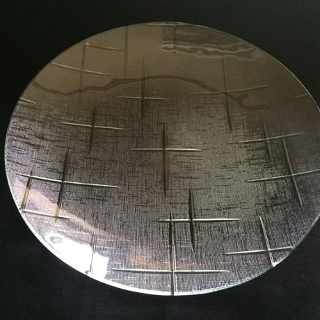 昭和型ガラス「かすり」　皿　円形　大（Φ180mm）