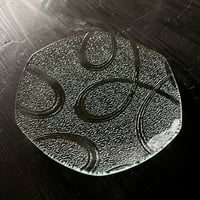 昭和型板ガラス「なると」　4mm厚　六角丸　大（Φ180mm)