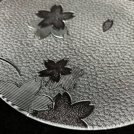 昭和型板ガラス「さくら」　皿　円形　中（Φ150mm）
