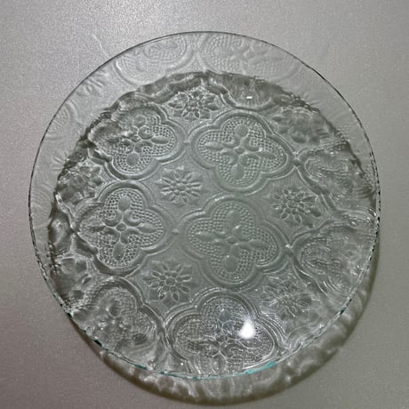 海外輸入ガラス「フローラ（クリア）」4mm厚　円形　小（Φ120mm）