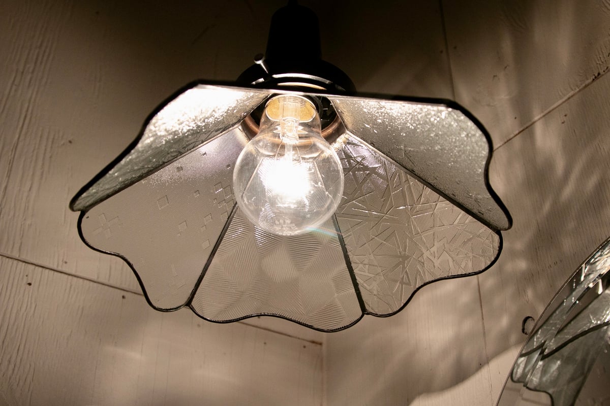 ☆ガラス製六角形シェード レトロ ガラスペンダントライト 高品質 安全