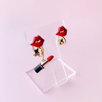 リップスティックキャッチピアス・イヤークリップ /ラインストーン