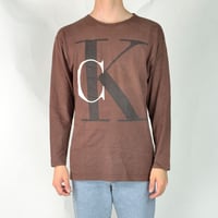 CALVIN KLEIN / L/S T-SHIRTS(USED) COL:BROWN