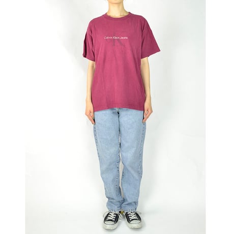 CALVIN KLEIN / S/S T-SHIRTS(USED) COL:BORDEAUX