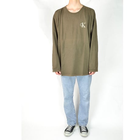 CALVIN KLEIN / L/S T-SHIRTS(USED) COL:KHAKI