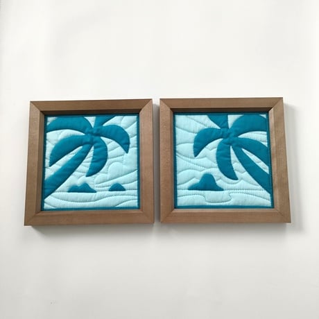 【Quilt Artwork】 Chinaman’s Hat, The Hawaiian Landscape (cyan)