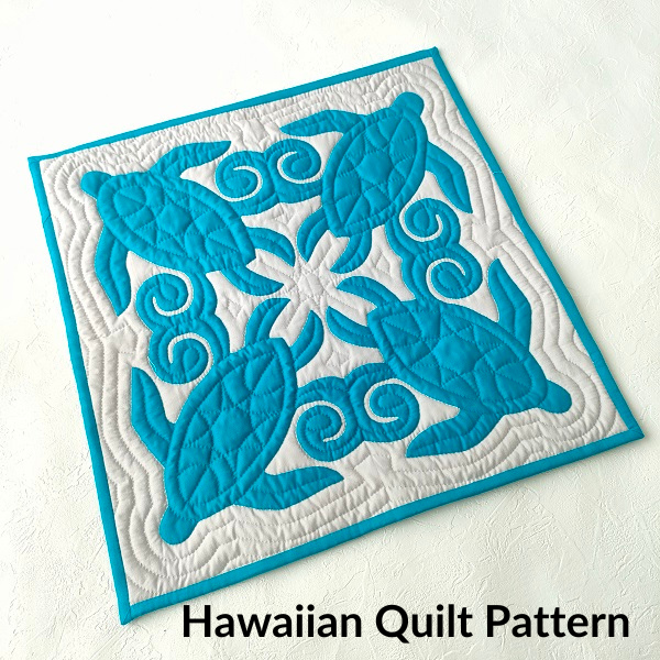未使用・本物！ハワイ島で購入　ハワイアン　キルト　ホヌ　製作者ノリコ・フジイさん パターン☆ホヌ | Aloha Quilt_Keiko Kuno