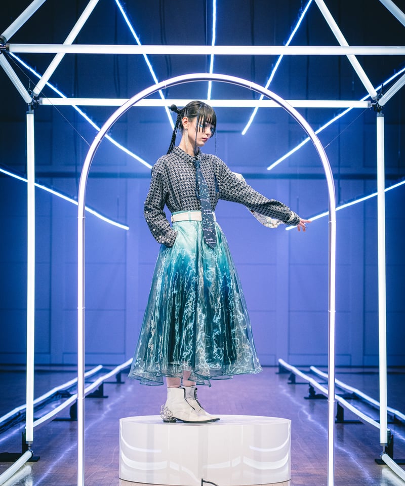 hazama 夜空に駆ける透明彩度のキルティングスカート XS カバンセット