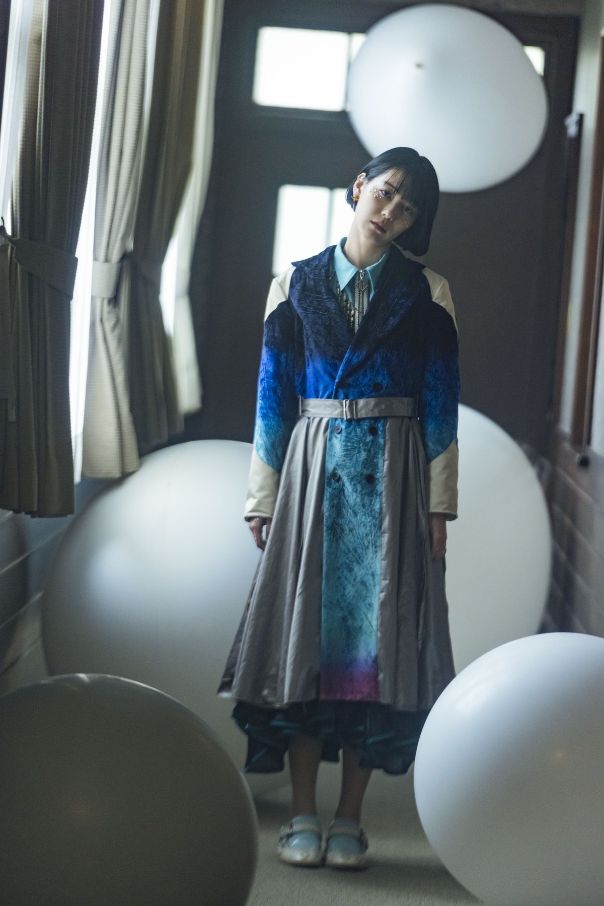 hazama 極楽上等の華やぐコート パープル×ブラック