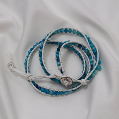 3連ブレス/ホワイト×ターコイズブルー